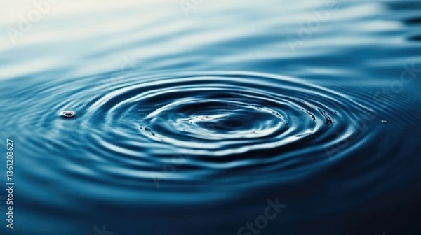 Fototapeta A close-up of water ripples gently expanding on the surface, creating a soothing and tranquil visual of nature beauty and calmness