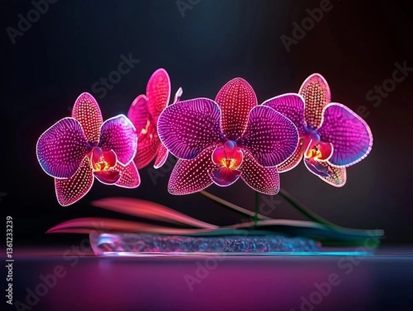 Obraz Stunning vibrant orchids showcasing intricate details and colors in a captivating display.