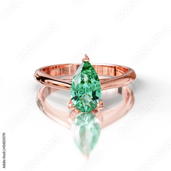 Obraz Artistic Solitaire Ring with Pear Gemstone