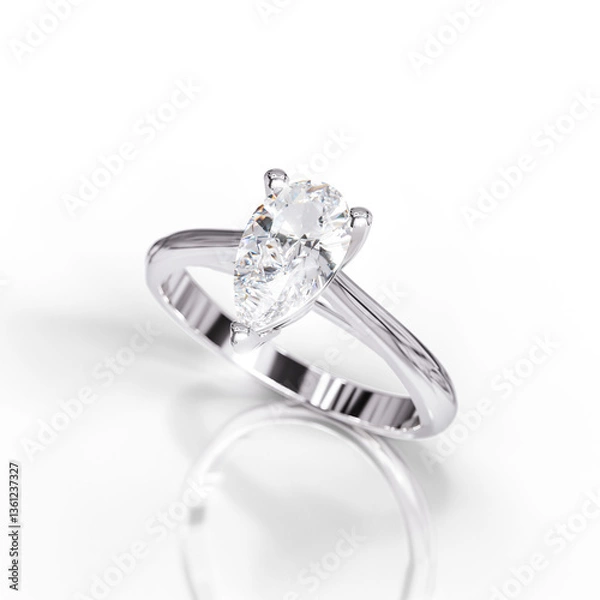 Obraz High-End Solitaire Ring with Pear Diamond