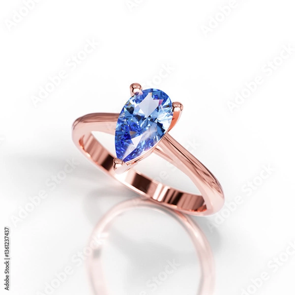 Obraz Stunning Engagement Ring with Pear Cut Stone