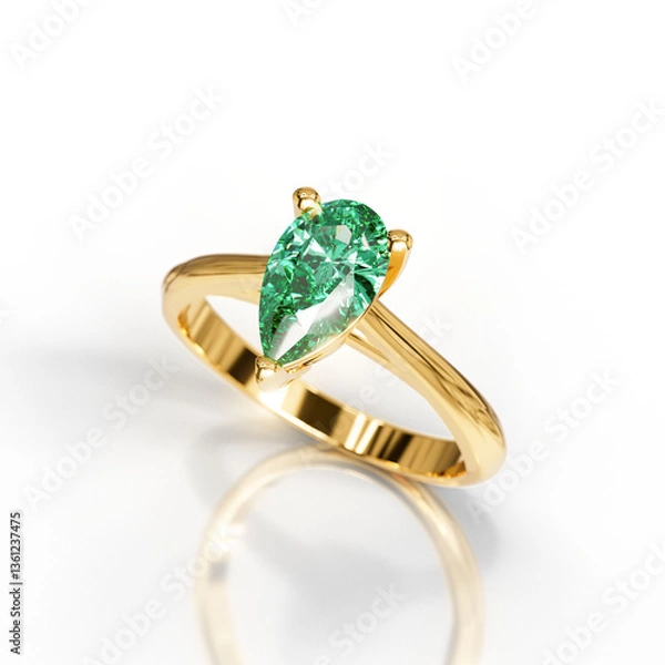Obraz Exquisite Solitaire Ring with Tear Drop Gemstone