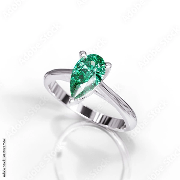 Obraz Stylish Solitaire Ring with Pear Cut Stone