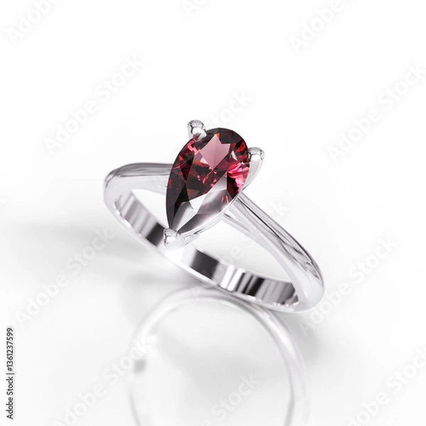 Obraz Romantic Solitaire Ring with Tear Drop Stone