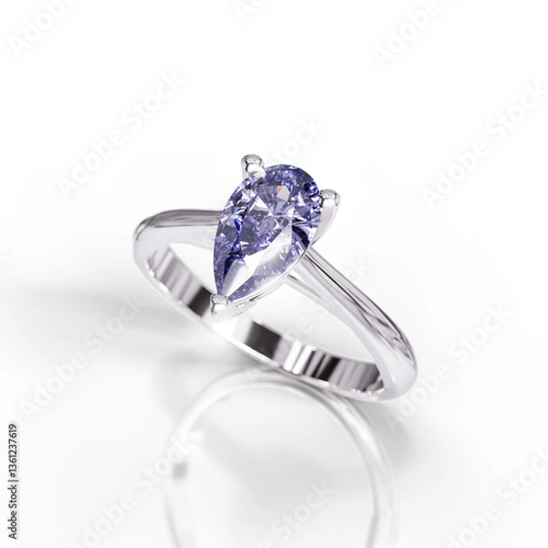 Obraz Elegant Pear Cut Solitaire Ring