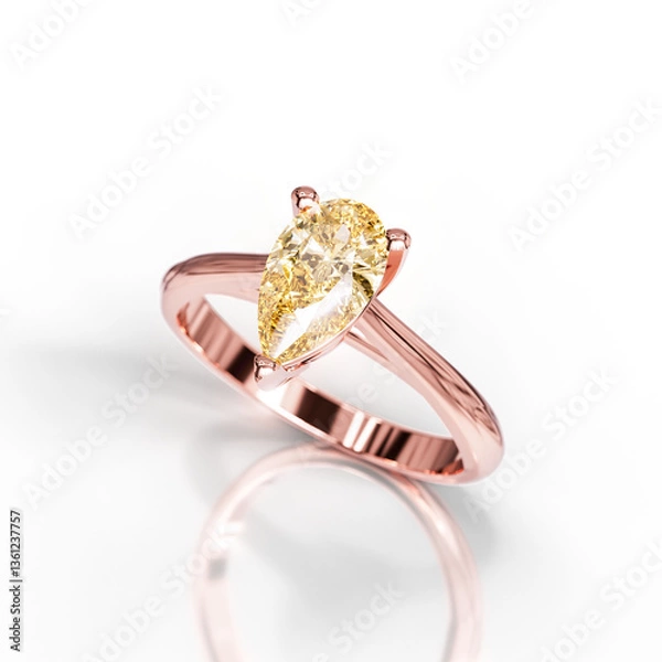 Obraz High-Quality Solitaire Ring with Pear Gemstone