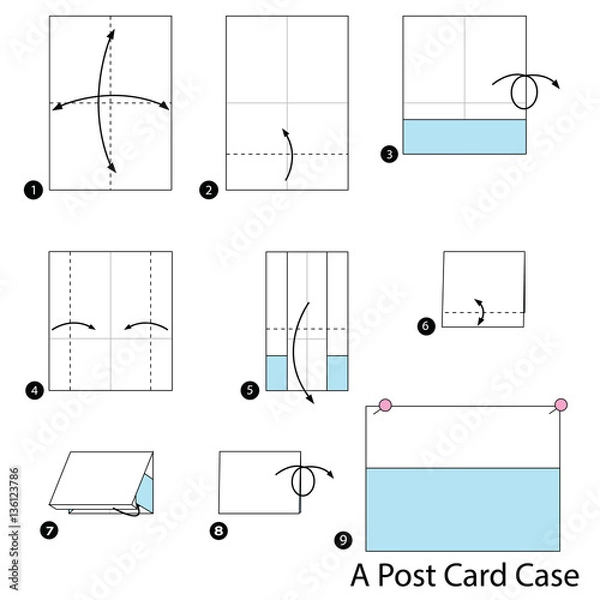 Obraz step by step instructions how to make origami A Post Card Case.