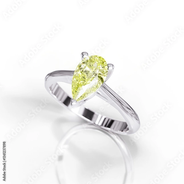 Fototapeta Minimalist Solitaire Ring with Pear Gemstone