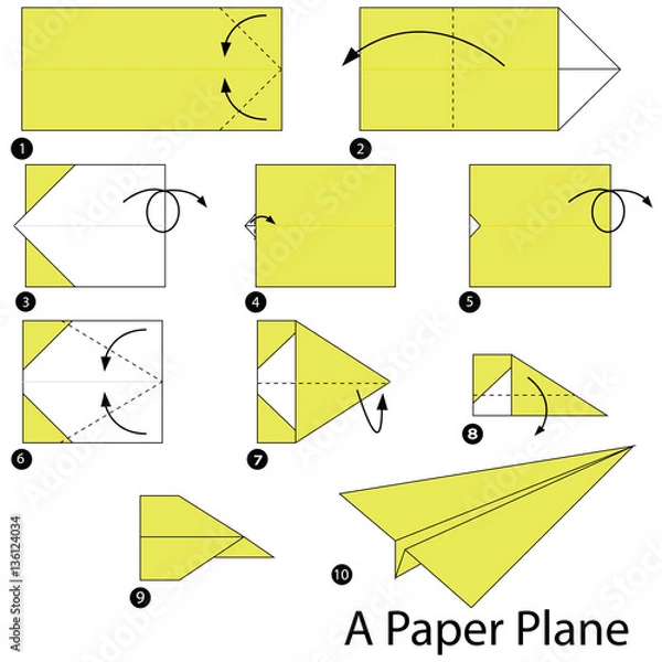 Fototapeta step by step instructions how to make origami A Paper Plane.