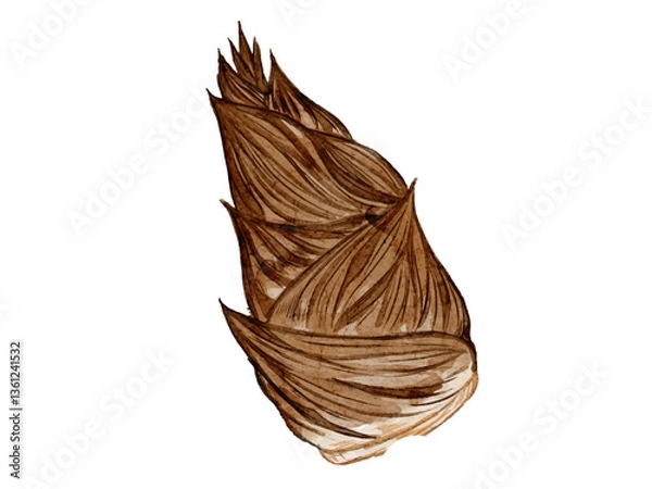 Obraz 水彩で描いた春野菜のたけのこ料理食材の水彩ベクターイラスト素材