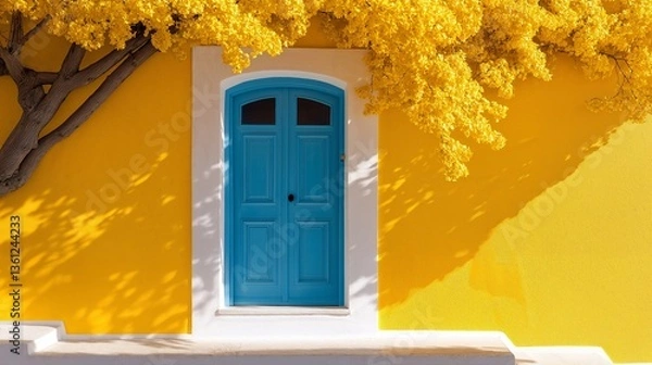 Obraz blue door and yellow wall