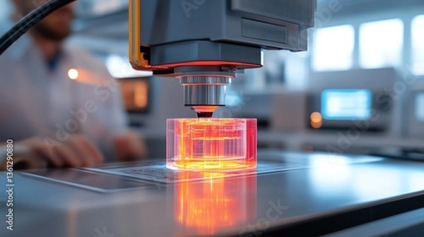 Fototapeta A 3D scanner scanning a vibrant 3Dprinted prototype