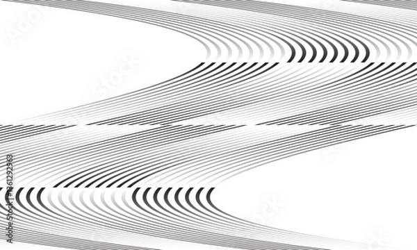 Obraz abstract black white gradient irregular flag line pattern art suitable for background.