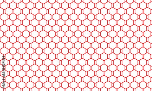 Fototapeta abstract red outline hexagon pattern art suitable for background.
