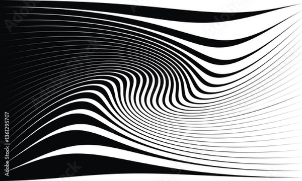Fototapeta abstract black thin to thick twist line pattern suitable for background.