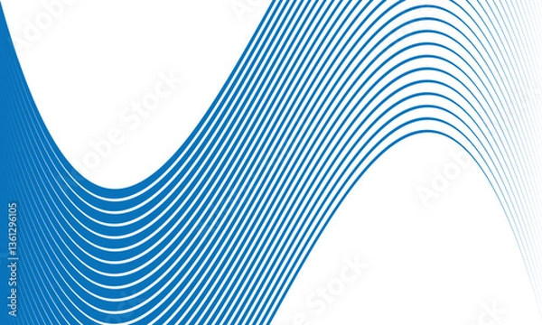 Fototapeta abstract blue thin to thick flowing flag line pattern suitable for background.
