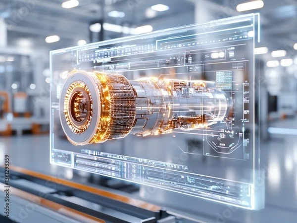 Obraz A professional 3D scanner digitizing a large industrial machine