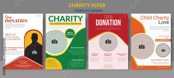 Obraz Charity fundraising poster design template or donation charity flyer, leaflet, and handbill design template. Charity Event Flyer Template Fundraising and Donation . Blood Donation a Charity Event 