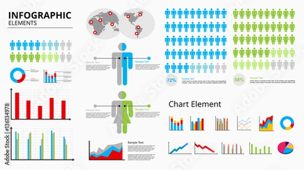 Fototapeta Human infographics sign and symbols graphic elements