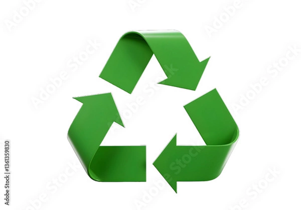 Obraz Green recycling symbol on a white background representing eco-friendly conservation and waste reuse
