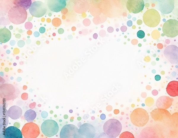 Fototapeta 手書き風カラフルな水玉模様の壁紙