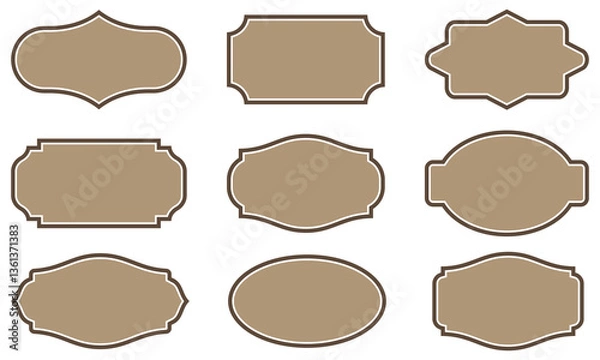 Fototapeta Ornamental label frames. Old ornate labels, decorative vintage frame and retro badge, Vector illustration 