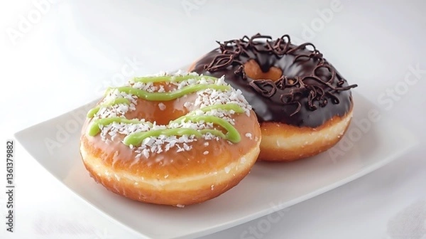 Obraz Hand-Crafted Donuts Artfully Presented on a Rustic Wooden Plate