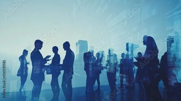 Fototapeta Dynamic and Abstract Business Scene By Generated AI