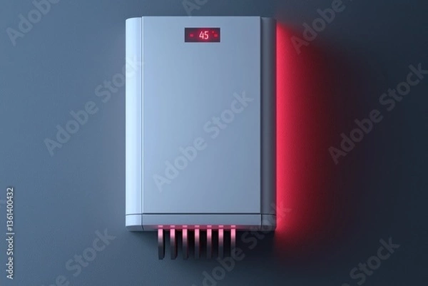 Fototapeta Modern Digital Thermostat with LED Display and Temperature Reading