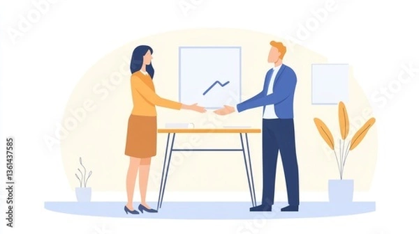 Fototapeta Business people, introduction and shaking hands for job interview, recruitment and meeting in public relations. 