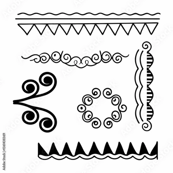 Obraz Elegant vintage decorative elements and ornate floral borders set