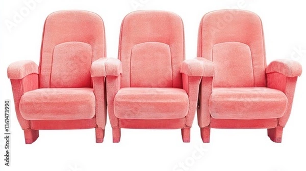 Obraz Elegant Pink Theater Seats on White Background
