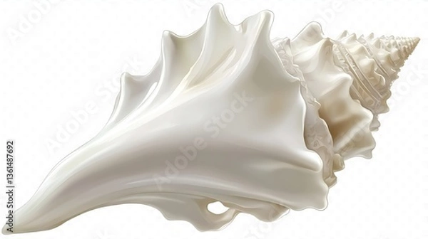 Fototapeta Isolated white seashell with intricate details.