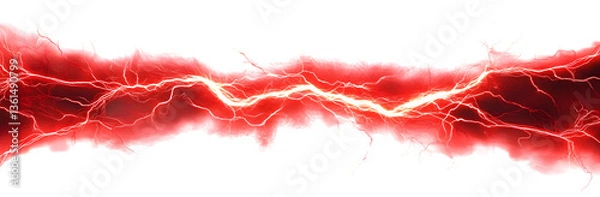 Fototapeta Red Electric Current Isolated on white and transparent background. PNG