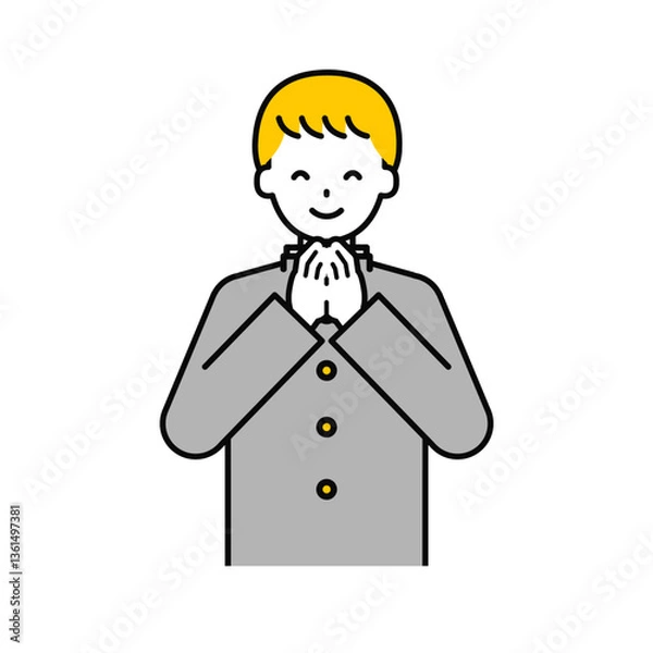 Obraz 上半身のポーズ_シンプルな学生の男子学生07