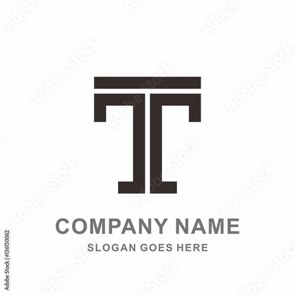 Fototapeta Monogram Letter T Geometric Square Strips Architecture Interior Construction Business Company Stock Vector Logo Design Template 