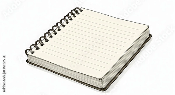 Fototapeta Isolated Spiral Notebook with Blank Lined Pages for Notes or Sketching