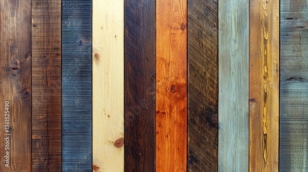 Fototapeta Rustic Wood Texture: Colorful Planks Background. Perfect for Interior Design and Home Decor