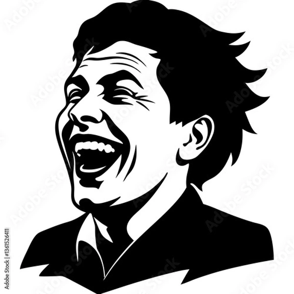 Fototapeta Portrait of a smiling young businessman with black hair in a cartoon style vector illustration