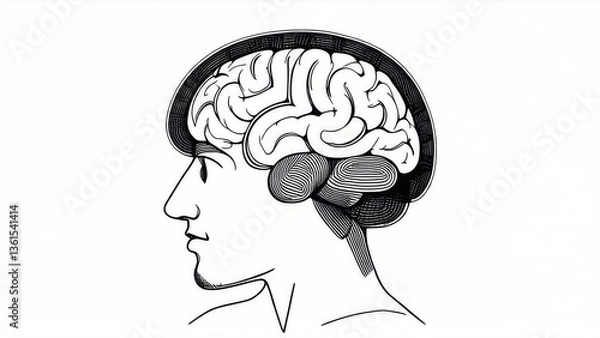 Obraz human brain on white background
