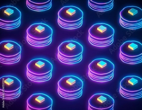 Fototapeta ネオン風のホットケーキ