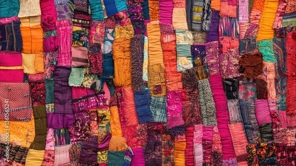 Obraz Vibrant Patchwork Textile: A Kaleidoscope of Colors and Textures