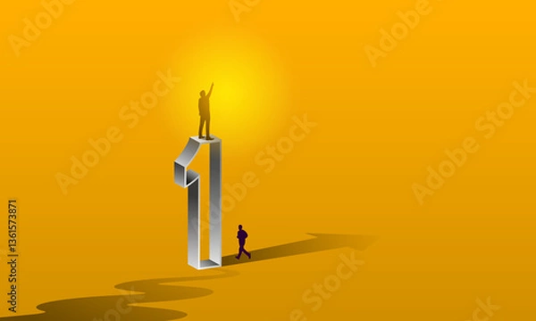 Obraz This businessman is number one. He has achieved great
success in business, increasing profits and investments.  
The financial concept of success.
 Vector illustration