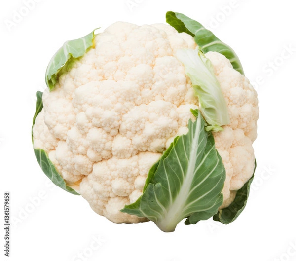 Fototapeta fresh cauliflower head isolated on white background