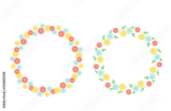 Obraz マーガレットの丸いフレーム 01