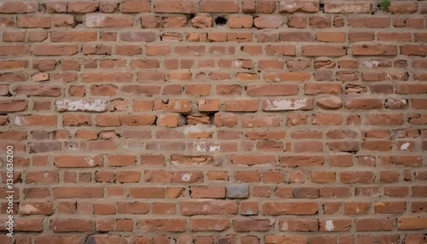 Obraz Classic Brick Wall Background with Textured Red Bricks for Urban and Rustic Visual Appeal