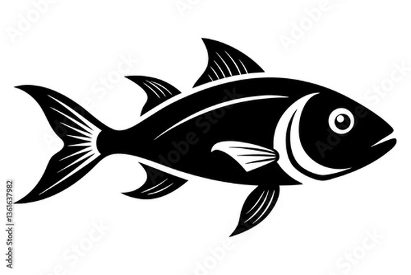 Fototapeta fish silhouette line art vector illustration