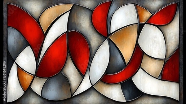 Obraz Abstract red, white, and gray artwork.
