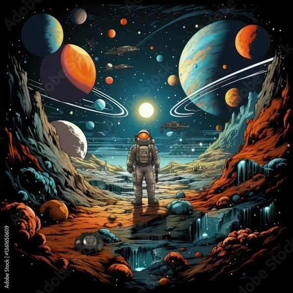 Fototapeta Astronomical Galaxy in Action with Radiant Space Elements