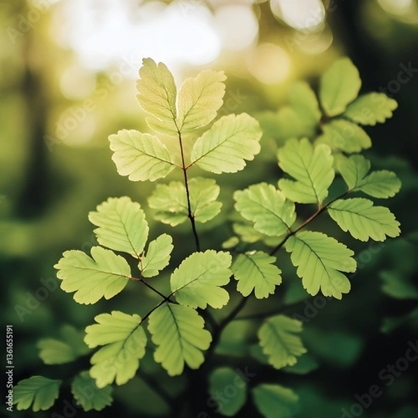 Fototapeta Vibrant Green Leaves Sunlight Nature Photography